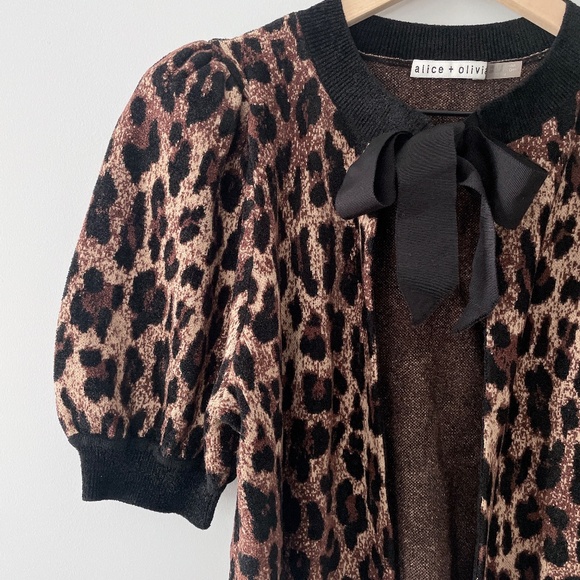 Alice + Olivia Leopard Print Cardigan - Black and Brown - Picture 9 of 13